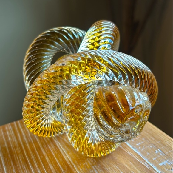 Hand Crafted Other - Fusion Z Studio Art Glass Nautical Hand Blown Rope Knot Sculpture Paperweight.